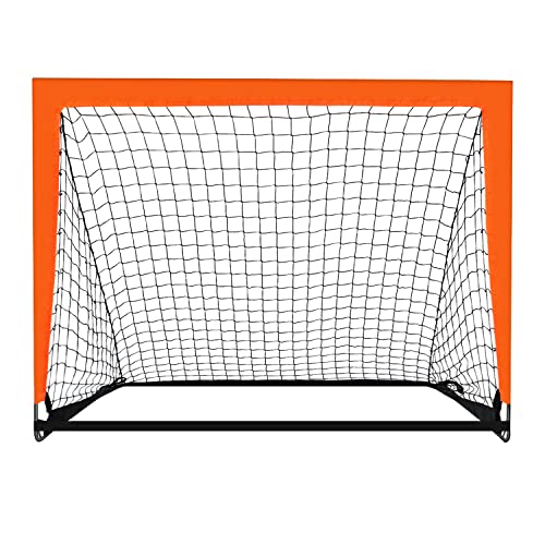 1 Pack 4’ x 3’ Size Portable Kid Soccer Goals for Backyard, Indoor and Outdoor Pop Up Soccer Goals, Orange