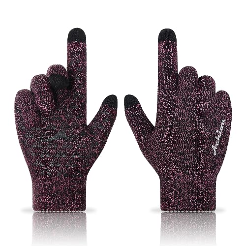Achiou Winter Gloves for Men Women, Touch Screen Texting Warm Gloves with Thermal Soft Knit Lining,Elastic Cuff 3 Size Choice