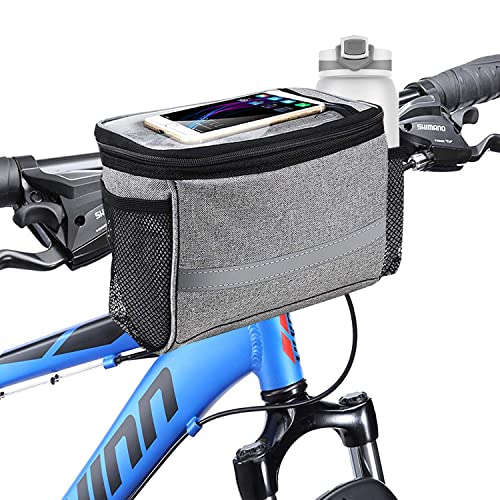 MATTISAM Bike Handlebar Bag, Bike Basket Front with Bike Phone Mount Fit Phone Under 7', Bike Cooler Bicycle Basket Road Mountain Bike Cycling Accessories for Kids Girls Boys Men Women