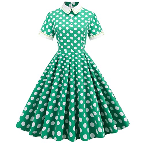 Polka Dot Vintage Dress for Women 1950s Elegant A-Line Cocktail Tea Party Dresses Audrey Retro Rockabilly Prom Dress
