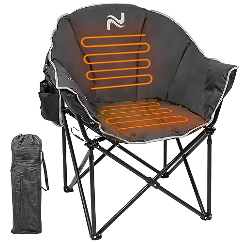 Slsy Heated Camping Chair Oversized, Outdoor Portable Heated Folding Chairs, Heated Foldable Chair Seat Supports 500 lbs, Heating Chair for Outdoor Sports, Camping, Patio, and Picnics