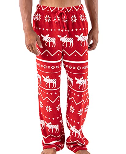 Lazy One Men's Fleece Pajama Pants, Nordic Pajama Bottoms for Men, Winter (Nordic Moose, LARGE)