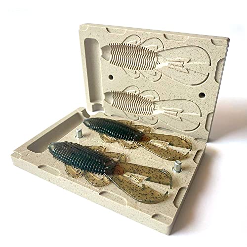 Smedioks Premium Soft Plastiс Mold Lure Making Injection Molds Fishing Lures 2 Cavity Googan Bandito Bug 4''