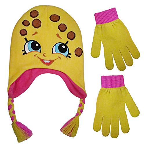 Shopkins Girls Scandinavian Acrylic Laplander Winter Hat and Glove Set - Size Girls 4-14 [4014]