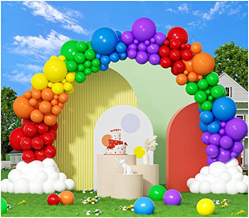 412pcs Rainbow Balloon Arch Kit Assorted Colors 18 12 10 5 Inch, Different Sizes Matte Latex Colorful Balloons for Baby Shower Birthday Wedding Party Decorations