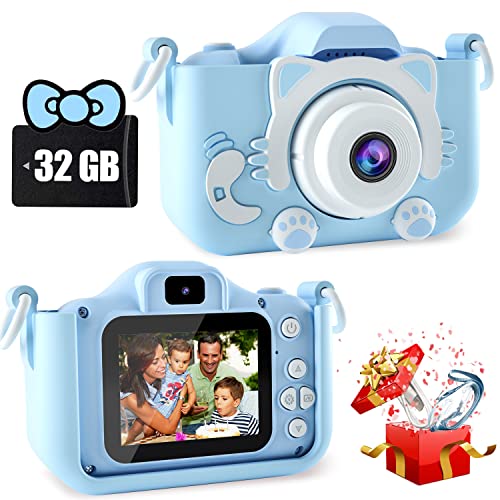 CIMELR Kids Camera Toys for 3 4 5 6 7 8 9 10 11 12 Year Old Boys/Girls, Kids Digital Camera for Toddler with Video, Christmas Birthday Festival Gifts for Kids, Selfie Camera for Kids, 32GB TF Card