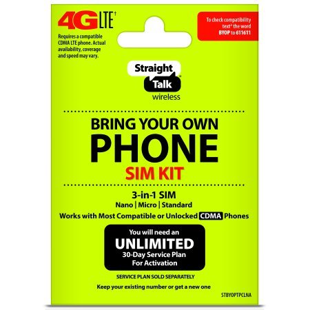 Straight Talk - Bring Your Own Phone 'CDMA' 3-in-1 Sim Card Kit (4G LTE) - 'Verizon' Compatible