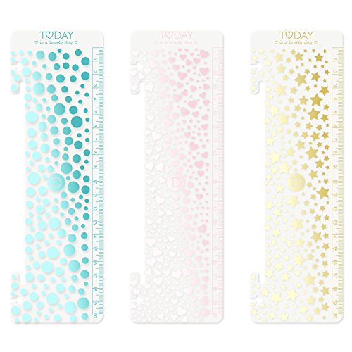 Discagenda Today Marker, Bubbles Hearts Stars for 6 Rings Binder and Discbound Dual Use Planner Organizer Bookmark Ruler, Set of 3 (A5)