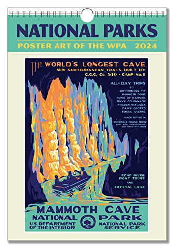 National Parks Poster Art of The WPA Oversize Wall Calendar 2024, 13.38'' x 19'' Spiral Bound with Hanger