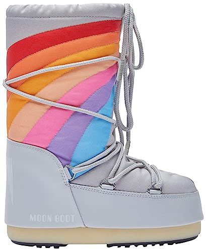 Moon Boot, Icon Junior Rainbow Unisex Boots, 27/30, Glacier/Blue-Red