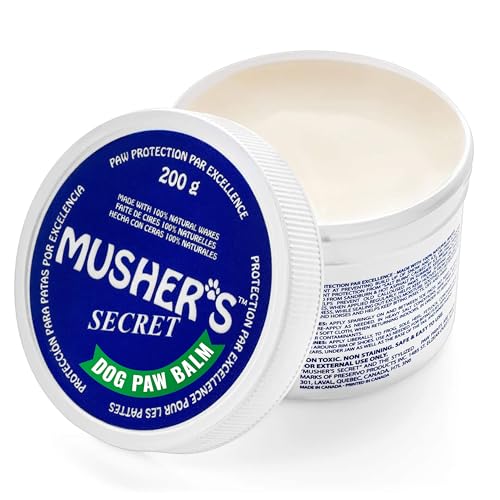 Musher's Secret Dog Paw Wax 200 g (7oz) - Moisturizing Dog Paw Balm that Creates an Invisible Barrier That Protects and Heals Dry Cracked Paws - All-Natural with Vitamin E and Food-Grade Ingredients