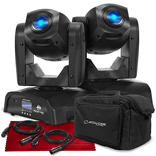 American DJ Pocket Pro - Compact LED Moving Head Light (Black) with Accessory Bundle