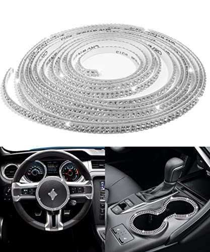 AOCISKA 16.4Ft Bling Car Trim Self Adhesive,Car Dashboard Decorations,DIY Rhinestone Car Interior Exterior Accessories,Bling Car Trim Strips Line Molding for Car Dashboard Decoration(Silvery)