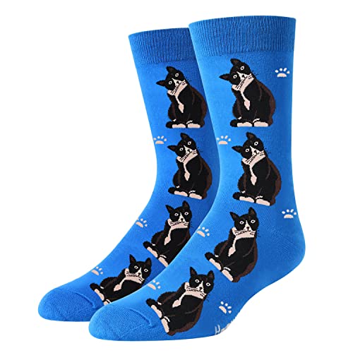 sockfun Novelty Cat Socks Crazy Silly Fun Socks for Men Daddy Husband Him, Funny Cat Gifts for Cat Lovers Cat Dad Gifts