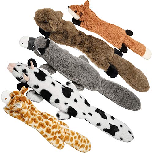Nocciola 5 PCS Crinkle Dog Squeaky Toys, Durable Plush Dog Toys, No Stuffing Dog Toys for Small Medium Large Dogs, Stuffless Puppy Toys for Boredom and Stimulating