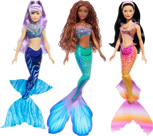 Mattel Disney The Little Mermaid Ariel Sisters Doll Set with 3 Fashion Mermaid Dolls, Includes Mala, Karina, and Ariel