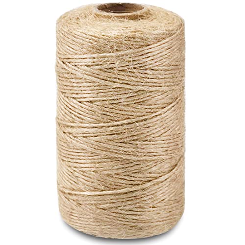 SMART&CASUAL 328Ft Jute Twine String Thin Natural Hemp Twine for Gift Wrapping Craft Plant Garden Christmas Handmade Arts Decoration Packing String Home Decor (328 Ft (100M))