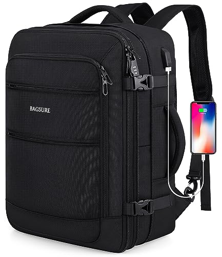 Bagsure Travel Backpack 42L Carry on Backpack Flight Approved Expandable Suitcase Backpack Luggage Daypack with Packing Cubes