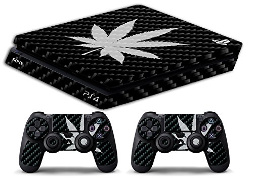 Skin Ps4 SLIM - CARBON FIBER MARIJUANA - limited edition DECAL COVER ADESIVA Playstation 4 Slim SONY BUNDLE
