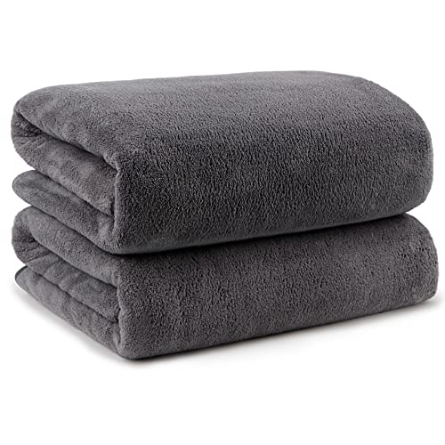 Orighty Microfiber Bath Towels Pack of 2(27'' x 54'') - Soft Feel, Highly Absorbent, Quick Drying for Body, Sport, Yoga, SPA, Fitness - Grey