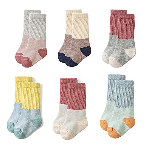 TTIZZY Toddler Baby Girls Boys Socks - Cotton Crew Socks for Baby Gifts Pack (Yellow, 2-3T)