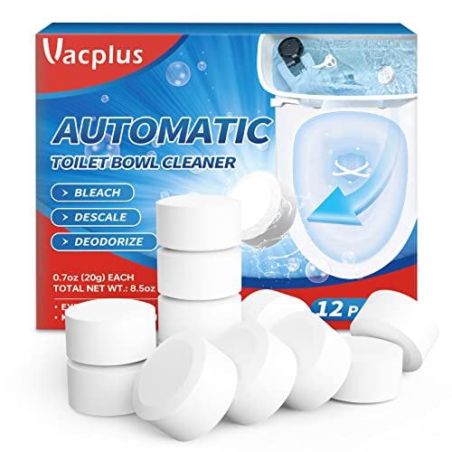 Vacplus Toilet Bowl Cleaners - 12 Pack, Toilet Cleaner for Descaling & Deodorizing, Automatic Toilet Bowl Cleaners with Bleach, Toilet Tank Cleaners with a Long Duration, Household Toilet Cleaner