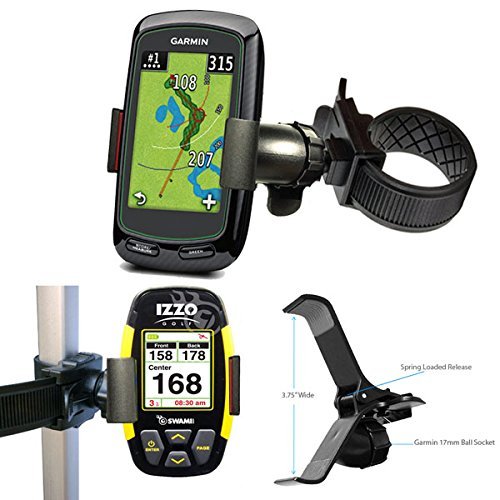 ChargerCity Strap Lock Golf Trolley Cart Pole Holder Mount for Garmin Approach G6 G7 G8 Golf Buddy Tour Voice World Platinum Izzo Swami 6000 5000 Kiss SkyCaddie Touch SGX MX+ Ragefinder GPS