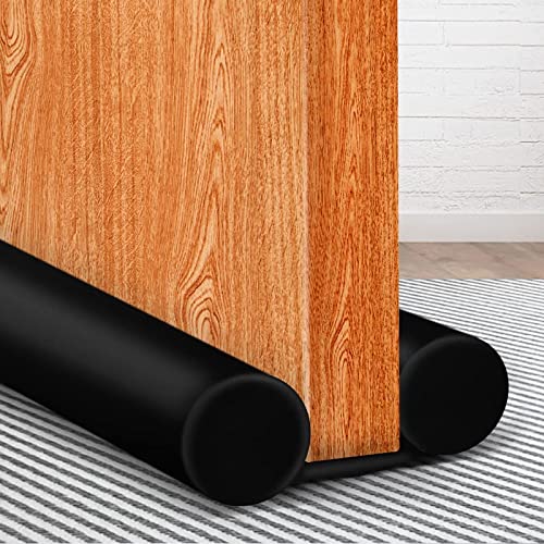 MAXTID Under Door Draft Blocker Black Door Draft Stopper 38' Noise Reducer Breeze Light Cold Air Guard Sound Proof Door Sweep 32' 36' 38' Weather Stripping Door Bottom Seal Insulation Strip Gap Filler