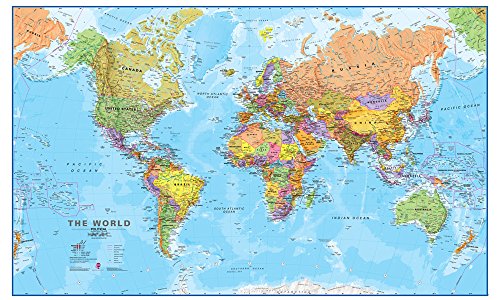 Maps International Giant World Map - Mega-Map Of The World - 46 x 80 - Full Lamination - 2024 Updated