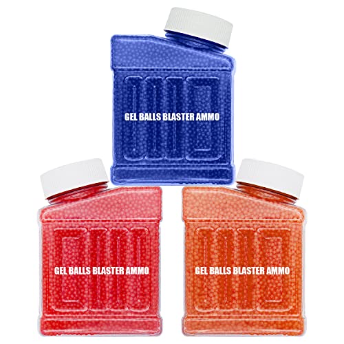 Avky Gel Water Blaster Refill Ammo(7-8 mm, 3 Pack, 90000 Pieces), Gel Water Splatter Bullets Made of Non-Toxic Eco Friendly Compatible with Electric Gel Ball Blaster Gun,for Ages 14+