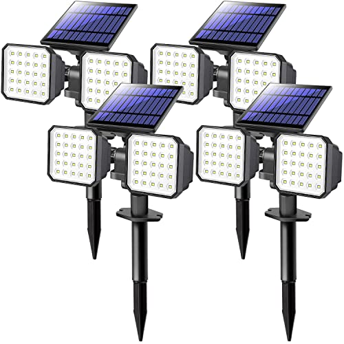 Kasonic Solar Spot Lights Outdoor, Waterproof Dusk-to-Dawn Solar Landscape Spotlights for Garden Yard Driveway Walkway, Daylight & Warm White, 4 Pack