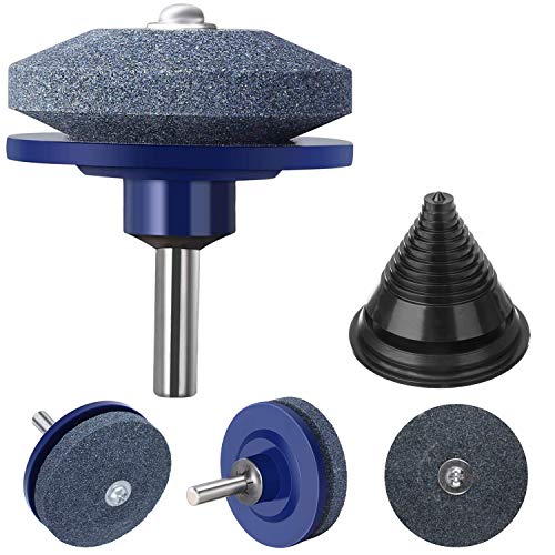 4 PCS Lawn Mower Blade Sharpener Universal Multi-Sharp Rotary Lawnmower Sharpen for Power Drill Hand Drill and Lawn Mower Blade Balancer