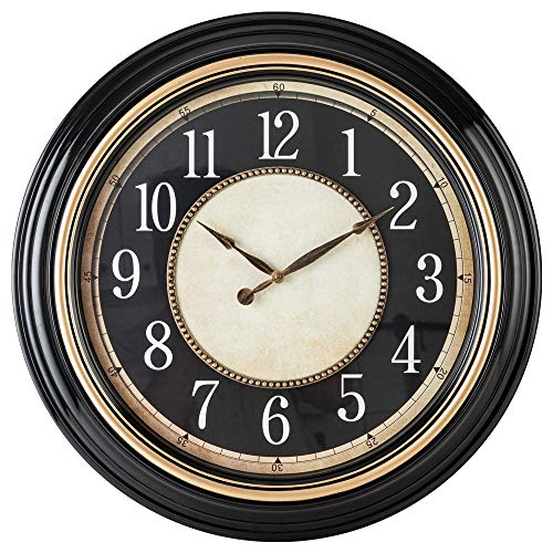 Pacific Bay Norden Huge Decorative Light-Weight 23-inch Wall Clock Silent, Non-Ticking, 3-D Dial, Easy-to-Read, Quartz Battery Operated, Glass Face Cover