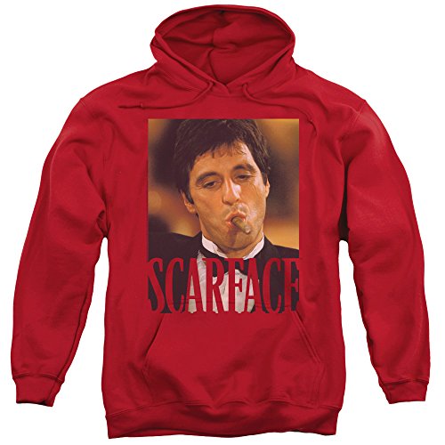 Trevco Scarface Smoking Cigar Unisex Adult Pull-over Hoodie for Men and Women, X-Large Red
