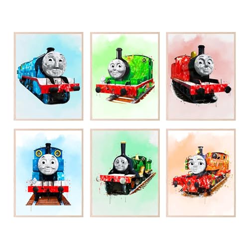 BigWig Prints Thomas the Train Poster Set - Percy Train Thomas and Friends Posters, Thomas Train Wall Decor, Thomas the Train Birthday Decor, Train Wall Decor, Percy Thomas Art - 6 Pack (8x10) Unframed