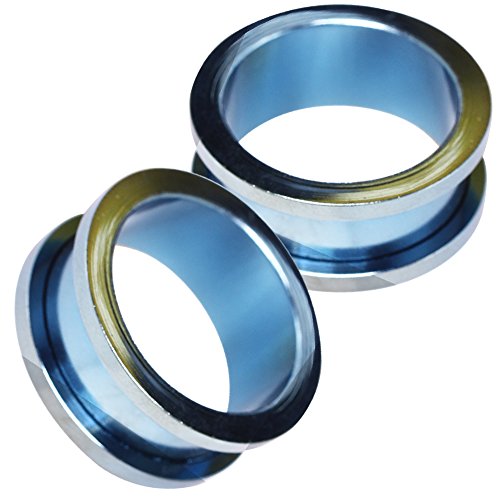 Cocobul Body Jewelry Pair of 5/8' inch (16mm) Light Blue PVD Plated Screw Fit Tunnel Plugs E05-026