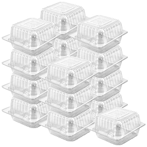 Axe Sickle 100 Count 5 x 5 inch Clear Plastic Hinged Take Out Containers Clamshell Takeout Tray Food Clamshell Containers for Dessert, Cakes, Cookies, Salads, Pasta, Sandwiches