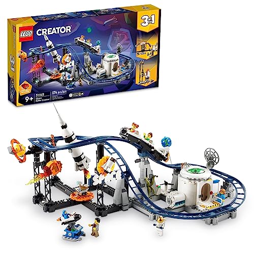 LEGO Creator Space Roller Coaster 31142 3 in 1 Building Toy Set Featuring a Roller Coaster, Drop Tower or Carousel Plus 5 Minifigures, Rebuildable Amusement Park Christmas Toy for Kids Ages 9 and Up