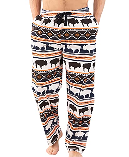 Lazy One Animal Pajama Pants for Men, Men's Separate Bottoms, Lounge Pants (Buffalo Fair Isle, Large)