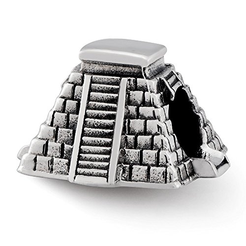 The Black Bow 3D Chichen Itza Pyramid Bead Charm in Antiqued Sterling Silver