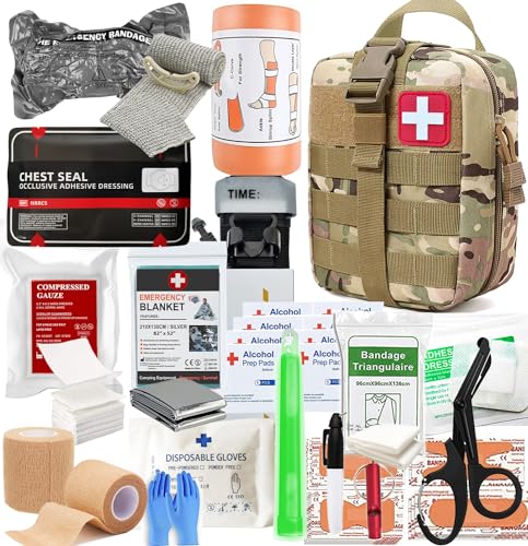 PATVOTOP IFAK Trauma Refill Kit Pack | Vented Chest Seal | Israeli Bandage | TQ-12 | Splint | Compressed Gauze | Bandages | First Aid Kit EMT Bleeding Control for Camping Hiking (Camouflage)