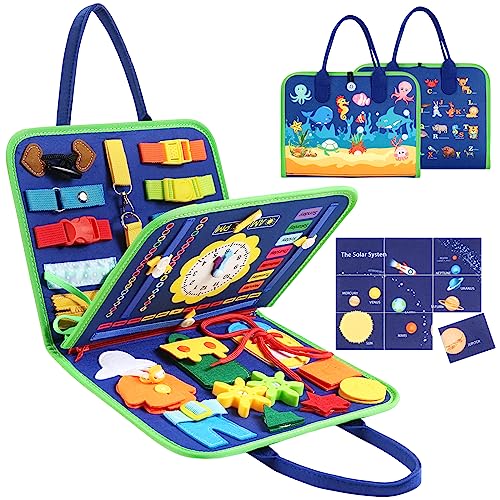 khlerox Busy Board Montessori Toy for Toddlers, Educational Learning Activity Sensory Board, Developing Sensory Toy for Fine Motor Skills, Travel Toy for Plane Car, Gift for Boys Girls