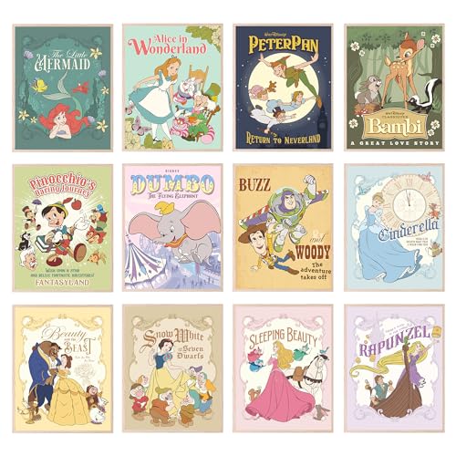 BigWig Prints Disney Wall Art - Disney Posters, Disney Nursery Decor, Disney Princess Room Decor, Disney Wall Decor, Nursery Wall Art, Disney Room Decor, Disney Gifts - Unframed Set Of 12 (8x10)