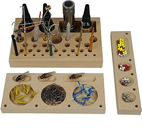 Aventik 3 in 1 Classic Wooden Fly Tying Tool Caddy Fishing Tools Organizer, Fly Tying Accessories Designed by Fly Tying Specialist