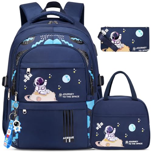 ACESAK Backpack for Boys - Boy Backpack Schoolbag for Boys Kids Children Teens Girls Elementary Middle School Bags, Waterproof Lightweight Kids Bookbag Backpacks Casual Daypack with Lunch Bag Set