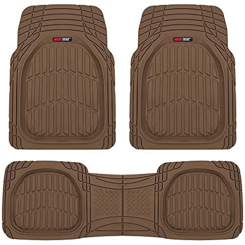Motor Trend FlexTough Deep Dish All-Weather Floor Mats, Waterproof Trim-To Fit Mats for Cars, Trucks, SUVs - Universal Automotive Floor Liners, Car Accessories