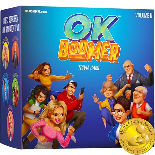 OK Boomer Blue Family Games for Kids and Adults - Board Games for Family Night by QUOKKA - Trivia Card Games for Adults and Family Volume ll -Fun Party Millennials Versus Boomers Game for All Ages 15+