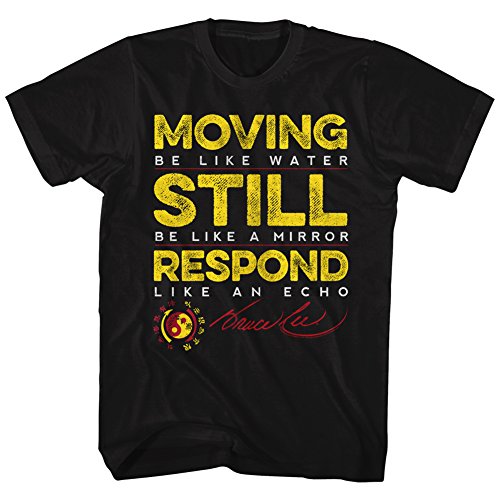 Bruce Lee Martial Artist Moving Be Water Respond Like Echo Adult T-Shirt Tee Black