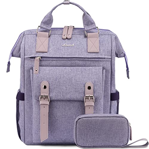 LOVEVOOK Extra Large Backpack for Women, 18 Inch Travel Laptop Backpack with USB Charging Port, Teacher Doctor Nurse Work Bags, College Computer Backpack Purse, Wide Open Carry-on Backpack, Purple