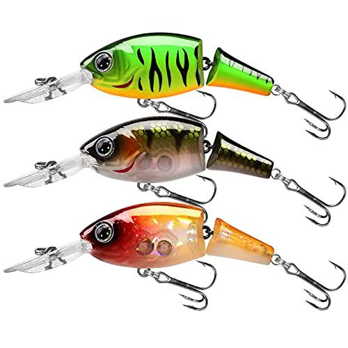 TRUSCEND Fishing Lures Diving Lip Design Suspending Jointed Crankbait with BKK Hooks All-Purpose Trolling Glide Bait for Freshwater & Saltwater Inshore Fishing Swimbaits for Bass Tout Walleye Crappie